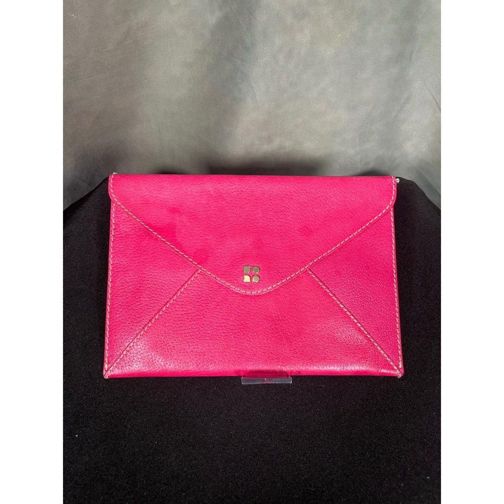Kate Spade New York Pink Pebbled Leather Envelope Clutch Bag